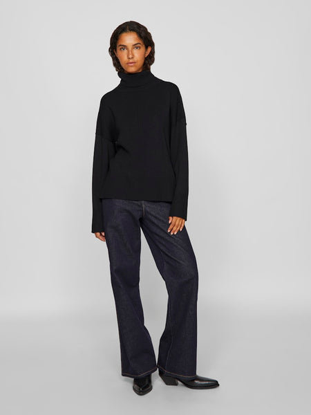 VILA Roll Neck Knit Jumper in Black