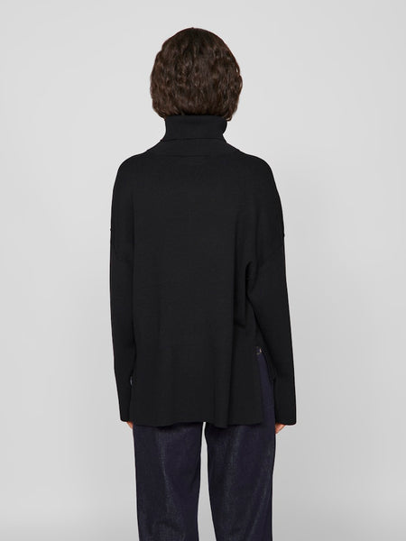 VILA Roll Neck Knit Jumper in Black