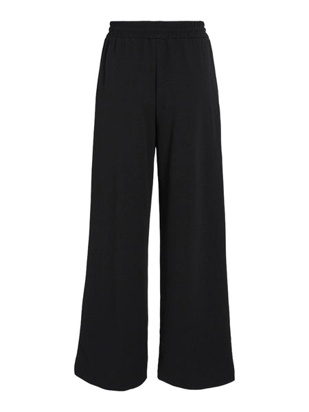 VILA Wide Leg Drawstring Trousers in Black