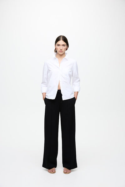 VILA Wide Leg Drawstring Trousers in Black