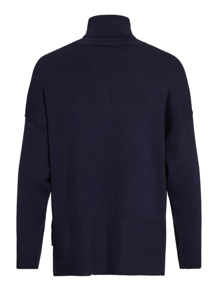 VILA Roll Neck Knit Jumper in Navy