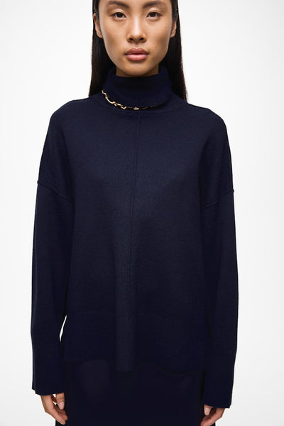 VILA Roll Neck Knit Jumper in Navy
