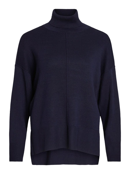 VILA Roll Neck Knit Jumper in Navy