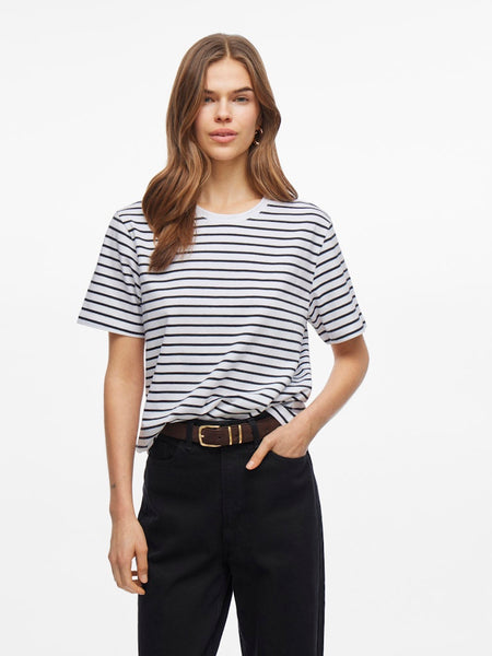 VILA Striped T-Shirt in Black