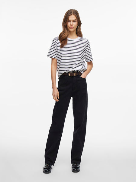 VILA Striped T-Shirt in Black