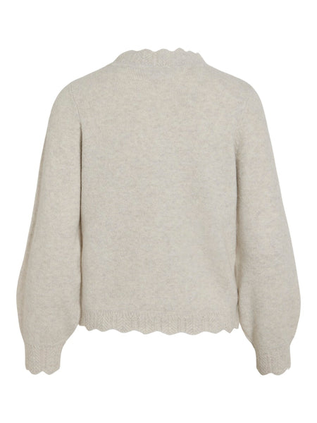 VILA Scallop Edge Knit Top in Beige