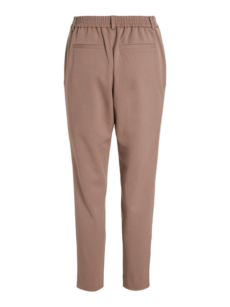 Vila High Waisted Slim Fit Tailored Trousers in Brown Lentil