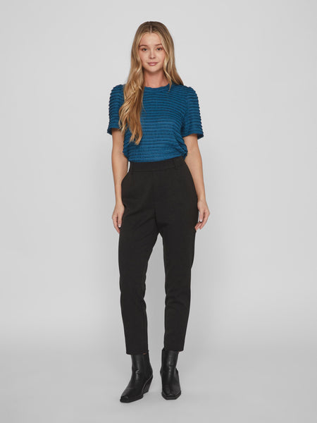 Vila High Waisted Slim Fit Tailored Trousers in black