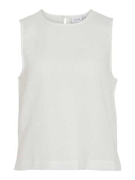 Vila Short Sleeveless Top in White