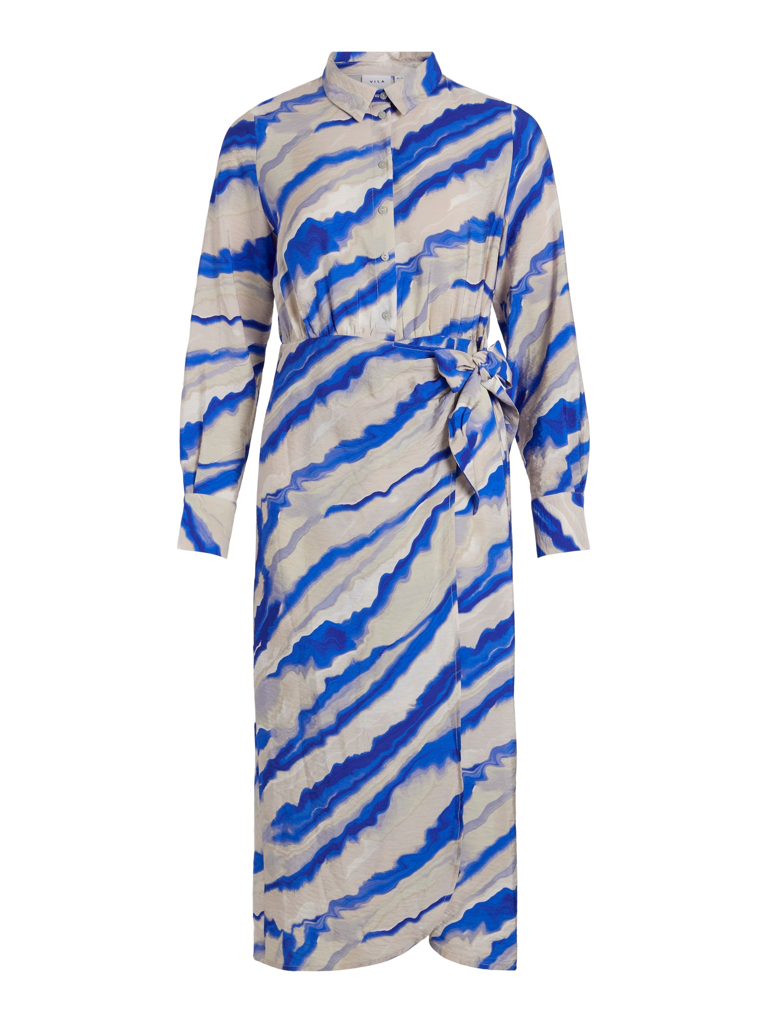 Vila Tie Dye Wrap Shirt Dress in Blue