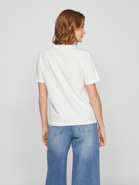 Vila Floral Face Print T-Shirt in White