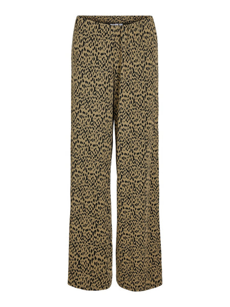 Vila Patterned Wide Leg Trousers in Brown