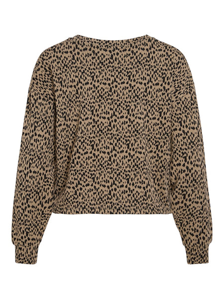 Vila Patterned O-Neck Top in Brown