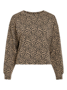 Vila Patterned O-Neck Top in Brown