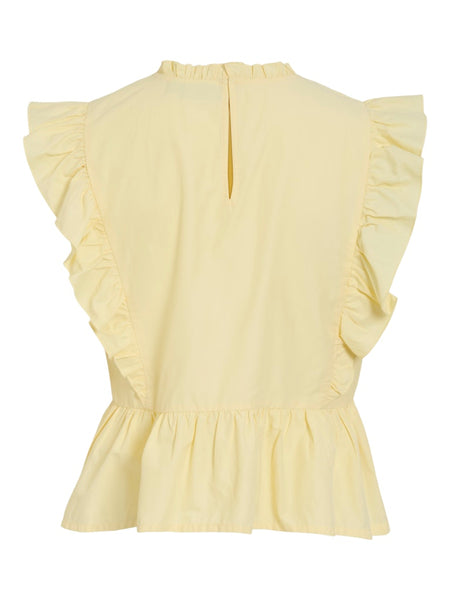 VILA Sleeveless Frill Top in Yellow