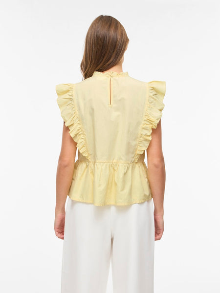 VILA Sleeveless Frill Top in Yellow