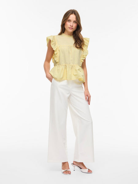 VILA Sleeveless Frill Top in Yellow