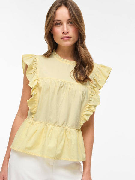 VILA Sleeveless Frill Top in Yellow
