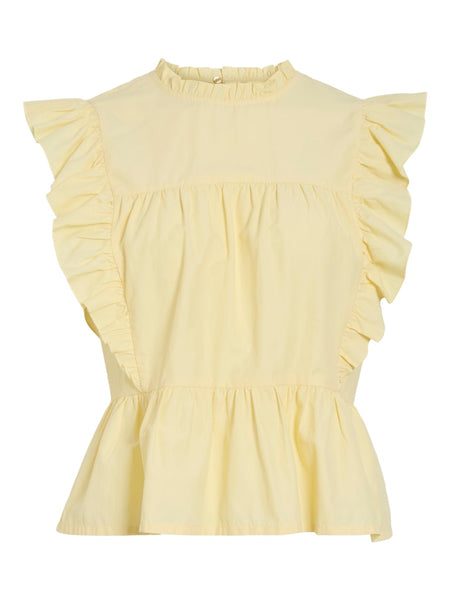 VILA Sleeveless Frill Top in Yellow