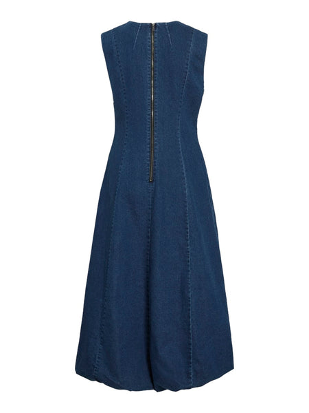 VILA Sleeveless Denim Dress in Dark Blue
