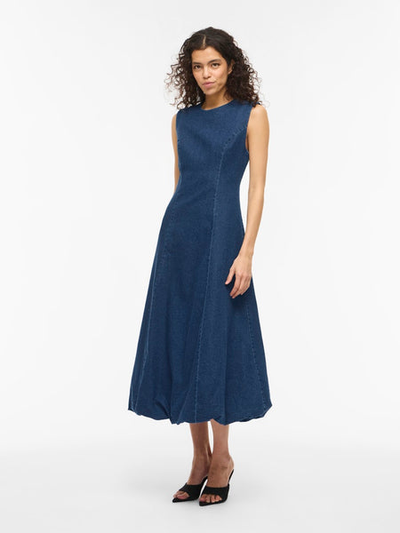 VILA Sleeveless Denim Dress in Dark Blue