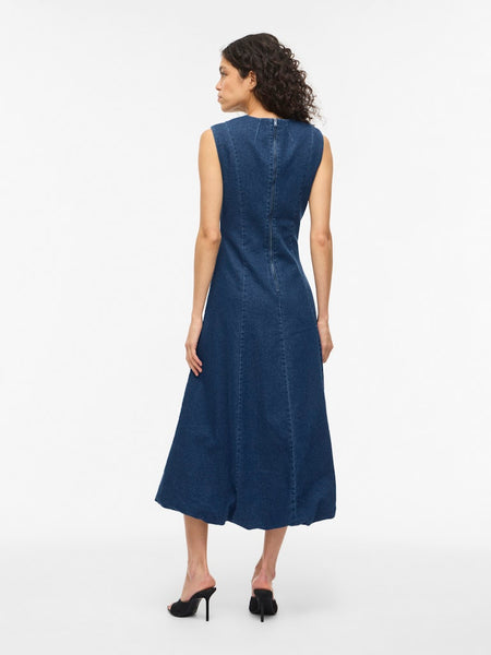 VILA Sleeveless Denim Dress in Dark Blue