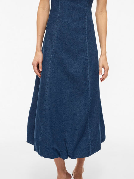 VILA Sleeveless Denim Dress in Dark Blue
