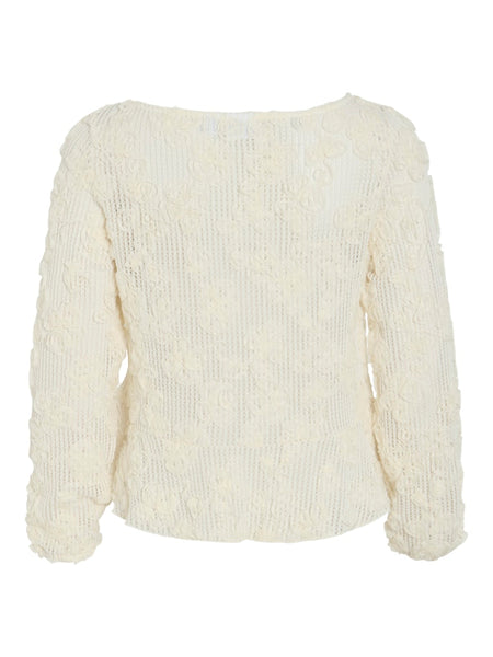 VILA Floral Boat Neck Peplum Top in Cream