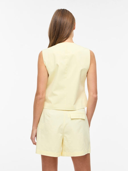 VILA Linen Blend Bow Waistcoat in Yellow