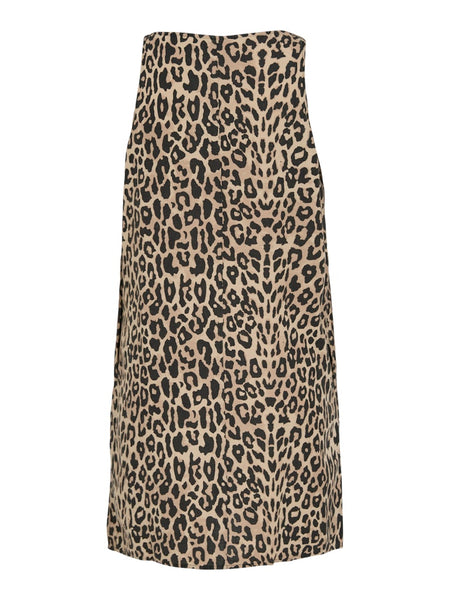 VILA Short Leopard Print Sleeveless Dress in Birch