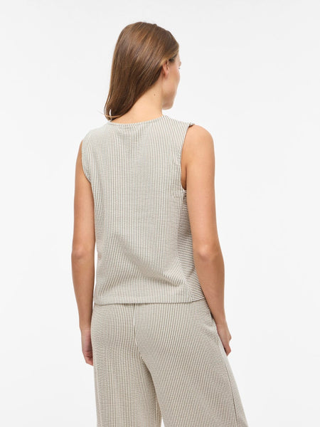 VILA Striped Sleeveless Top in Cream