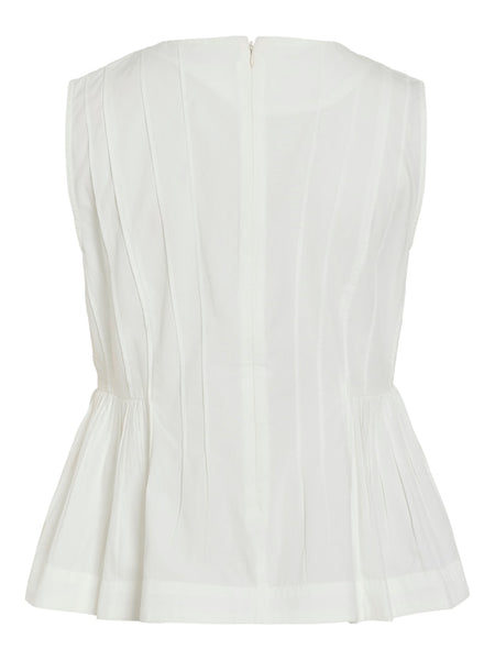 VILA Sleeveless Peplum Top in White