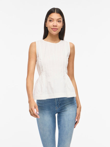 VILA Sleeveless Peplum Top in White