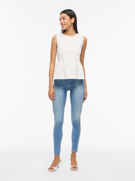 VILA Sleeveless Peplum Top in White