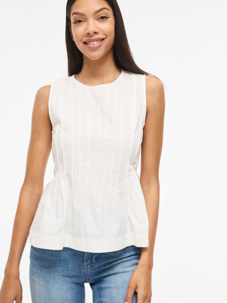 VILA Sleeveless Peplum Top in White