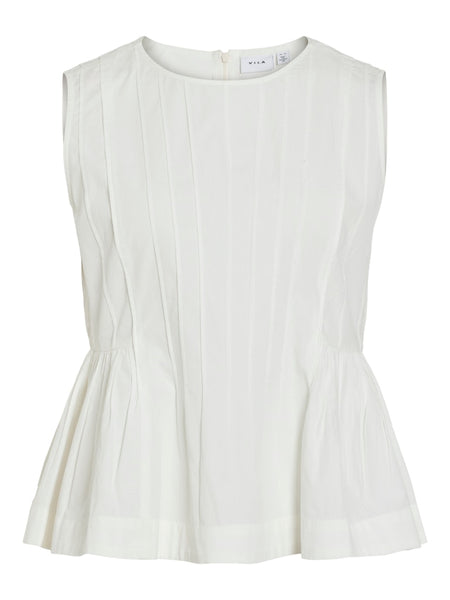 VILA Sleeveless Peplum Top in White