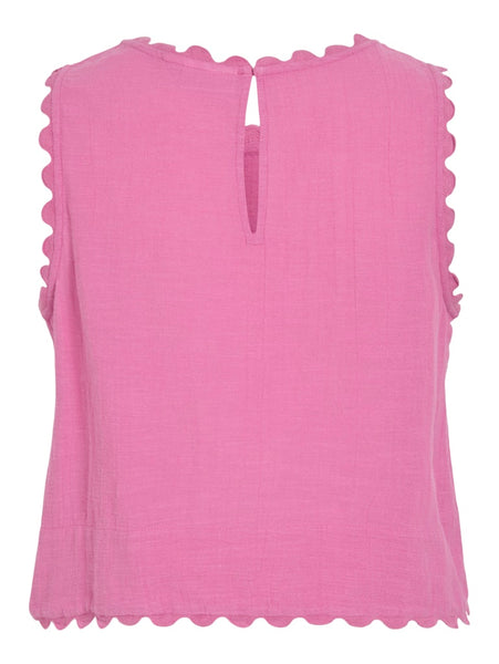 VILA Sleeveless Scallop Edge Top in Pink