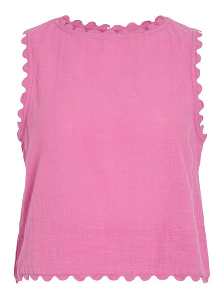 VILA Sleeveless Scallop Edge Top in Pink
