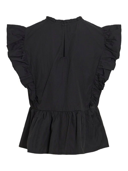 VILA Sleeveless Frill Top in Black