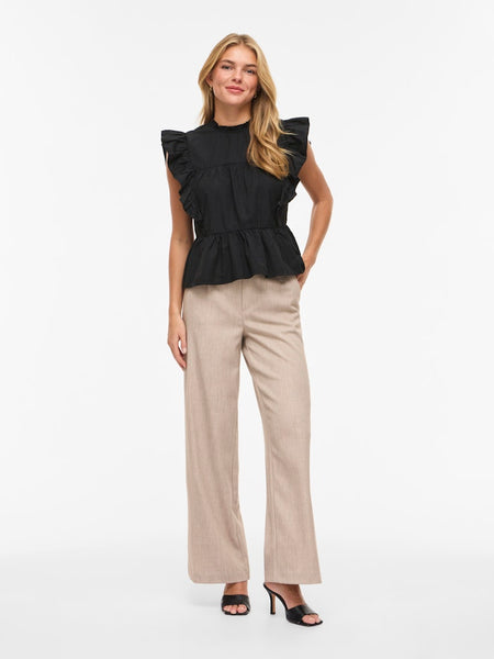 VILA Sleeveless Frill Top in Black