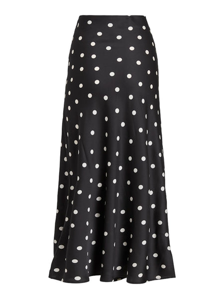VILA Polka Dot Satin Look Skirt in Black