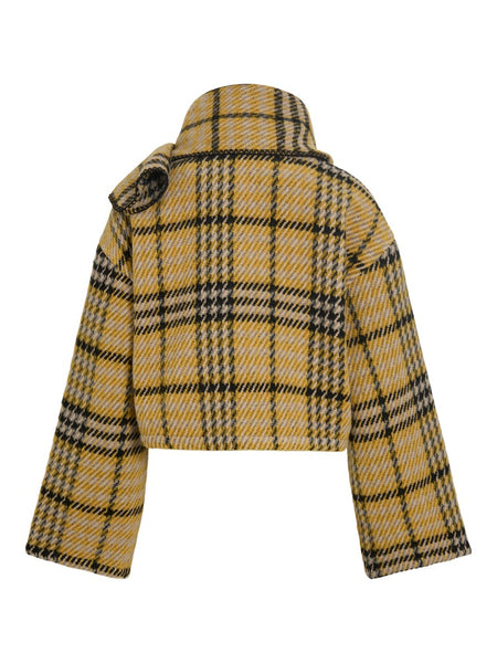 VILA Checked Scarf Jacket in Yellow