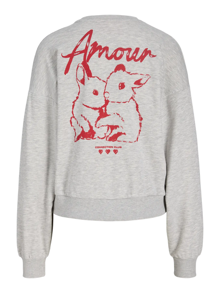 JJXX "Amour" Bunny Sweatshirt in Light Grey