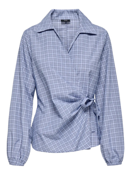 JDY Checked Tie Shirt in Blue