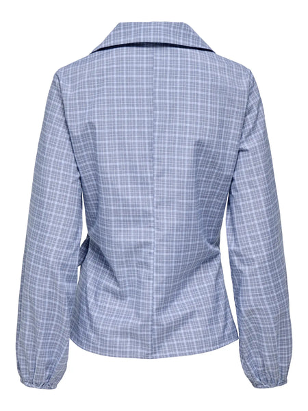 JDY Checked Tie Shirt in Blue