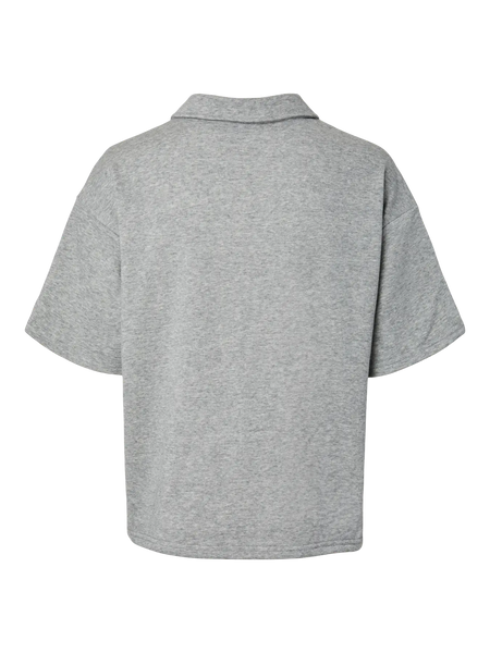 PIECES Short Sleeve Polo Sweatshirt in Grey
