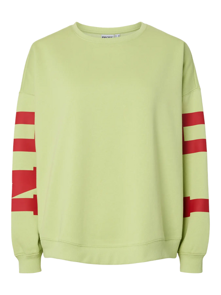 PIECES Oversized Printed "London" Sweatshirt in Green