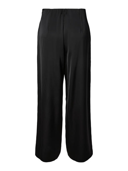 Y.A.S Satin Look Wide Leg Trousers in Black