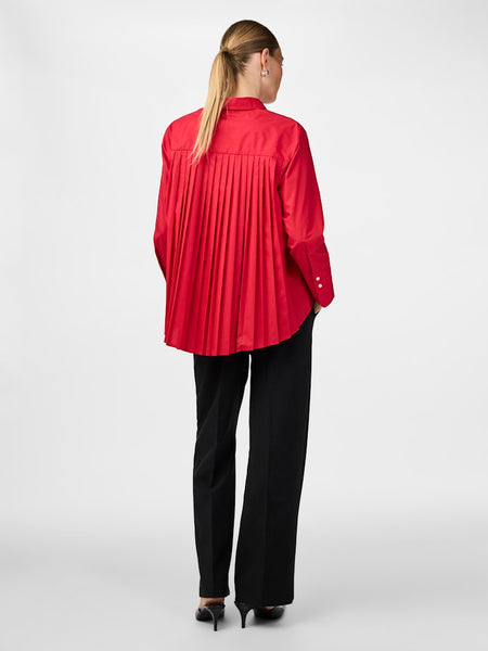 Y.A.S Pleated Back Shirt in Red