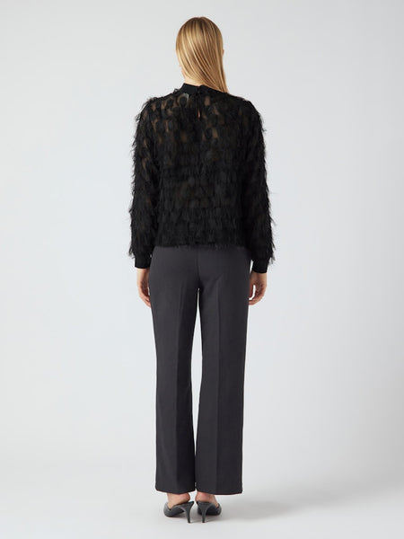 Y.A.S High Neck Fringe Top in Black